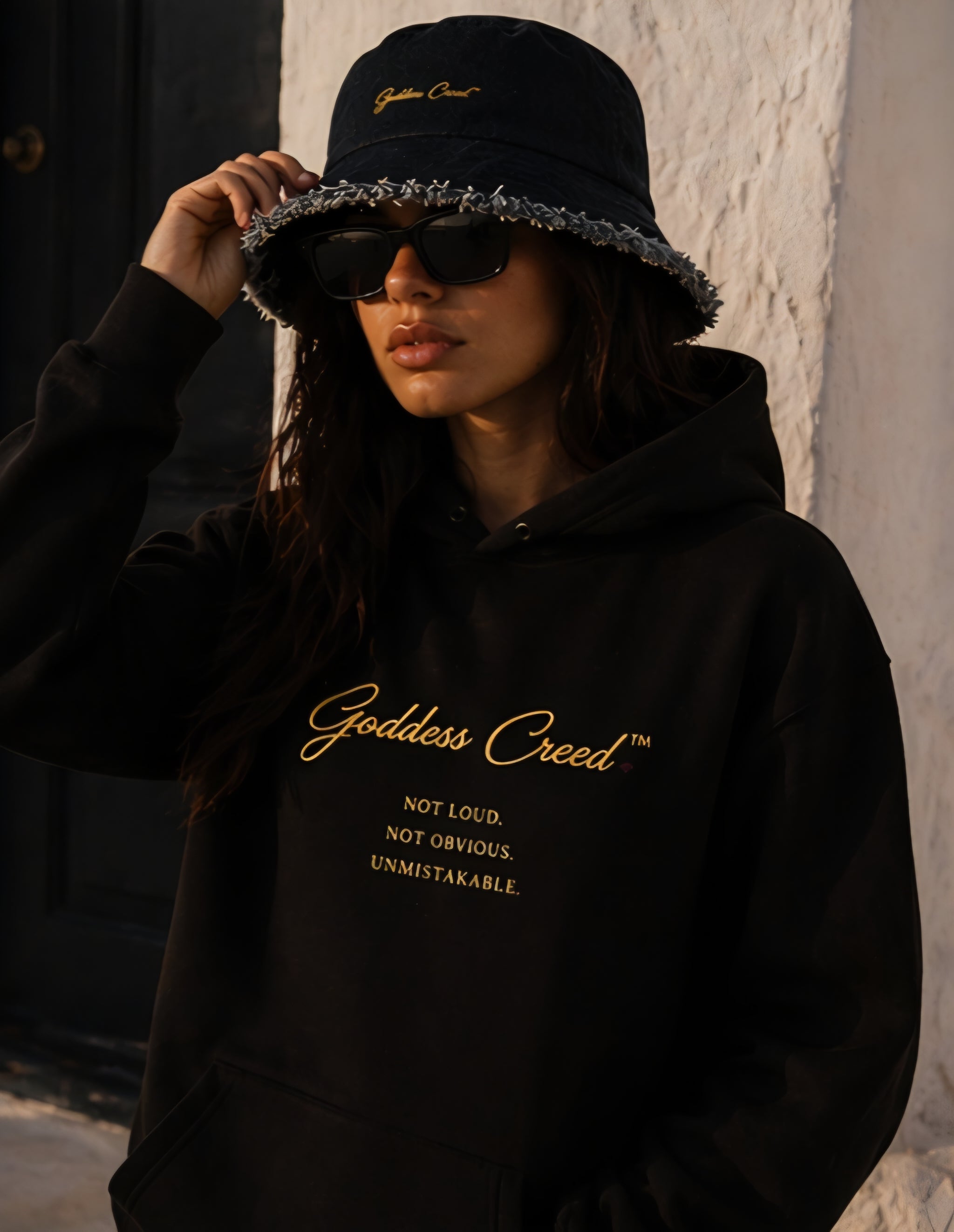 GODDESS CREED™ Denim Bucket Hat – Distressed Edition