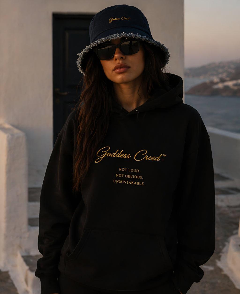 GODDESS CREED™ Denim Bucket Hat – Distressed Edition