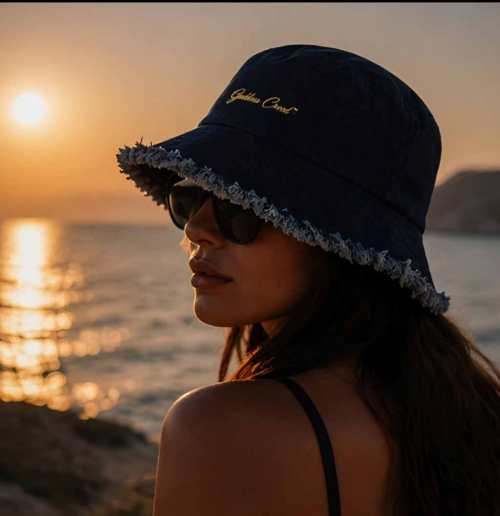 GODDESS CREED™ Denim Bucket Hat – Distressed Edition