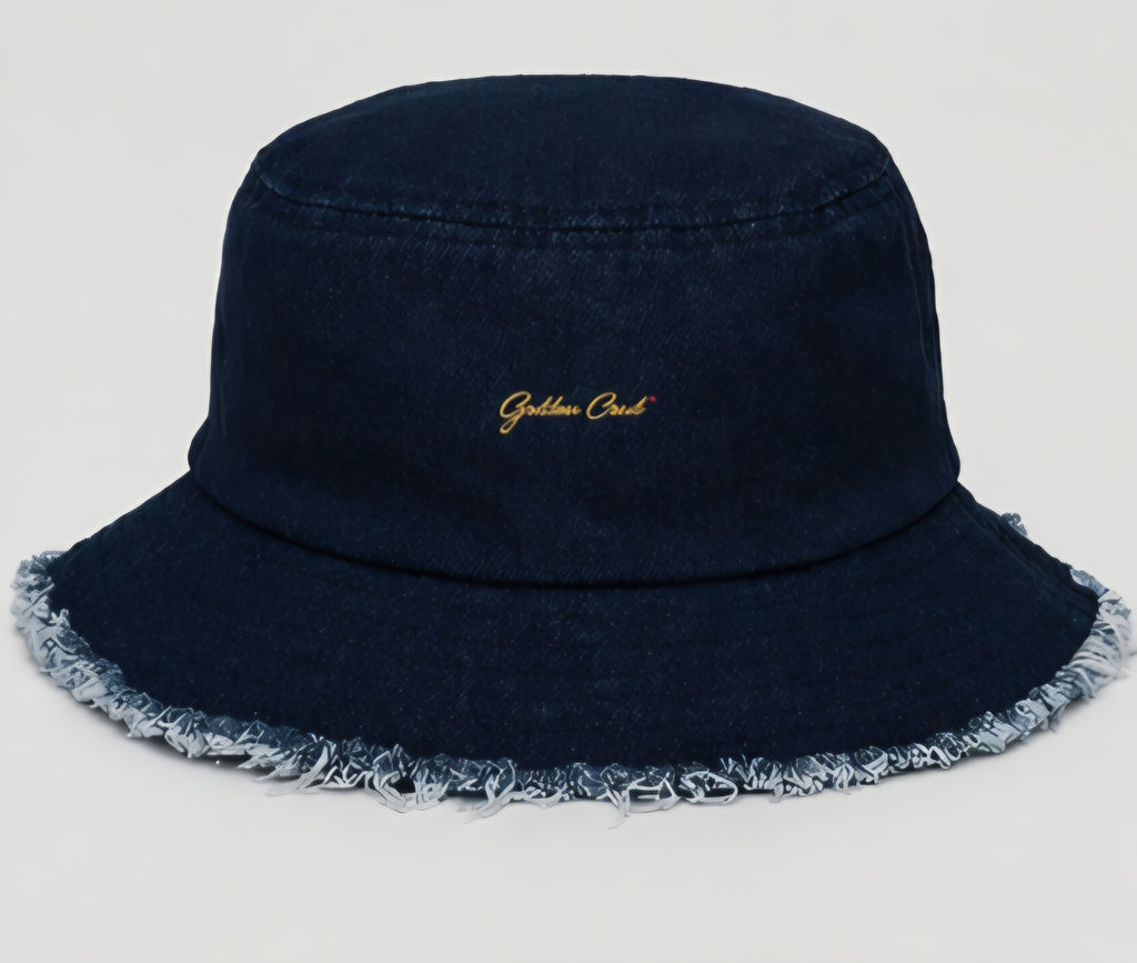 GODDESS CREED™ Denim Bucket Hat – Distressed Edition